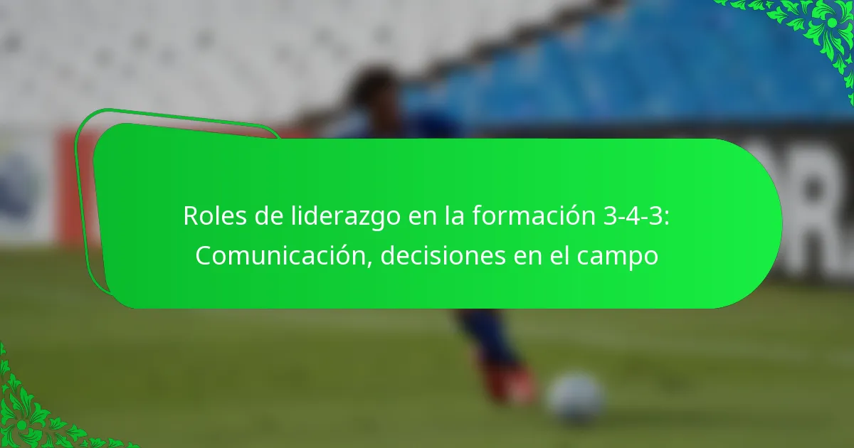 Roles de liderazgo en la formación 3-4-3: Comunicación, decisiones en el campo